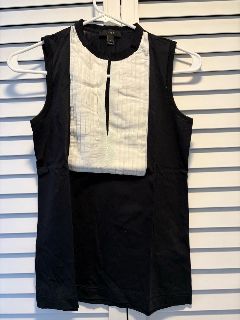 J.Crew Sleeveless Tuxedo-Style Pleated Top